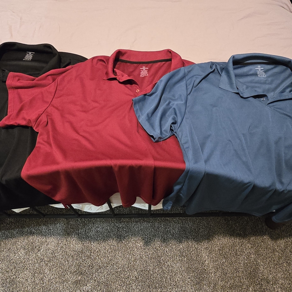 Classic Men's Polo Shirt Trio - Black, Red, and Blue